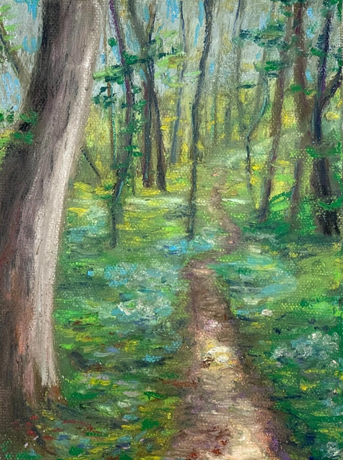 Thunder Bunny Path. 8x10x1 1/8" oil on canvas. Unavailable. 2023