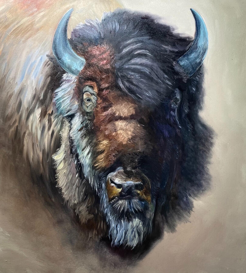 The Buffalo. 50x50x2" oil on canvas. Unavailable. 2023